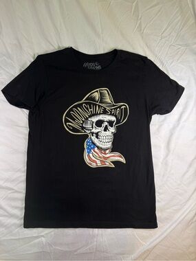 Spirit Black Short-Sleeve 'Moonshine Spirit' Skull Tee with Flag Accent